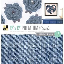210158 DCWV Specialty Stack Paper Backed Denim Fabric 12"X12" 12/Pkg
