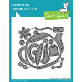 LF2877 Lawn Cuts Custom Craft Die Stitched Teapot