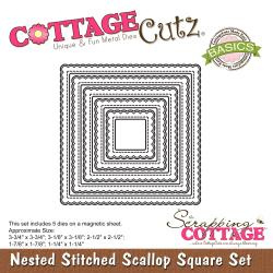 044845 CottageCutz Nested Dies Stitched Scallop Square 5/Pkg