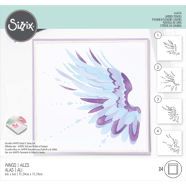666436 Sizzix Making Tool Layered Stencil Wings 6"X6" By Olivia Rose