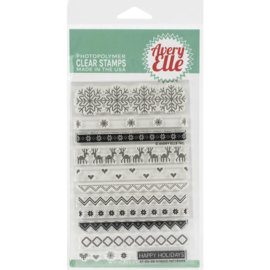 641853 Avery Elle Clear Stamp Set Nordic Patterns 4"X6"