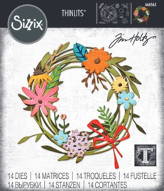 666563 Sizzix Thinlits Die by Tim Holtz Vault Funky Floral Wreath