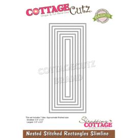 CCB082 CottageCutz Slimline Dies Nested Stitched Rectangles 8.5" To .5"