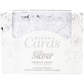 274729 American Crafts A2 Cards W/Envelopes Silver - Silver Foil