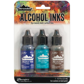 360194 TAK53446 Adirondack Alcohol Ink Mariner-Indigo/Mermaid/Teakwood