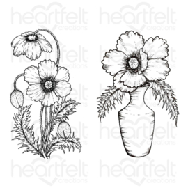 HCPC3988 Heartfelt Creations Cling Rubber Stamp Set Wild Poppy Bouquet
