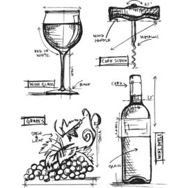 CMS 333 Tim Holtz Cling Stamps Wine Blueprint 7"X8.5