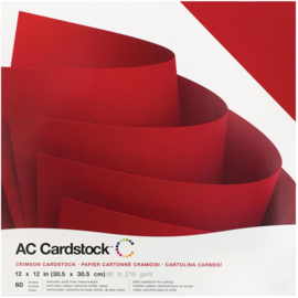 AC376903 American Crafts Textured Cardstock Pack Crimson 12"X12" 60/Pkg