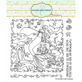 C3AJ760 Colorado Craft Company Clear Stamps Mermaid & Whale-By Anita Jeram 6"X6"
