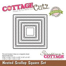 044821 CottageCutz Nested Dies Scallop Square 5/Pkg