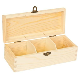 811720/0103 Houten theekist 3-vaks 22cm x 9,5cm x 7cm pine