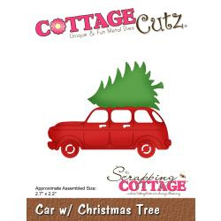 473729 CottageCutz Die Car W/Christmas Tree