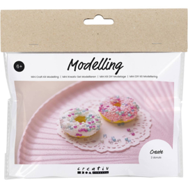 977671 Creativ Company Mini Hobbyset Boetseren, Donuts, roze, turquoise, wit, geel