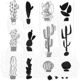 CMS 431 Tim Holtz Cling Stamps Mod Cactus  7"X8.5"