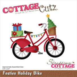 CC902 CottageCutz Dies Festive Holiday Bike 3.5"X2.9"