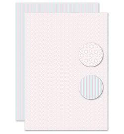 10 Background sheet A4, Pink/blue flowers & lines