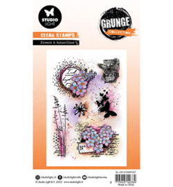SL-GR-STAMP397 Flowers and butterfly Grunge collection nr.397