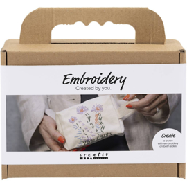 977859 Creativ Company Mini Hobbyset Borduurwerk, Make-uptas, crème