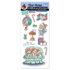 663848 Art Impressions Holiday Stamp & Die Set Christmas Mice