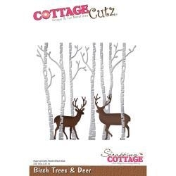 416434 CottageCutz Die Birch Trees & Deer, 3.5"X3.5"