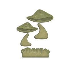 S2194 Spellbinders Shapeabilities Die D-Lites Mushrooms W/Grass