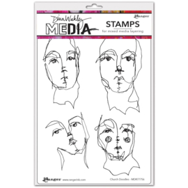MDR77756 Dina Wakley Media Cling Stamps Church Doodles 6"X9"
