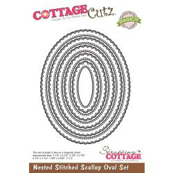 044840 CottageCutz Nested Dies Stitched Scallop Oval 5/Pkg