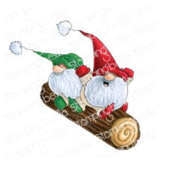 606580 Stamping Bella Cling Stamps Two Gnomes On A Log