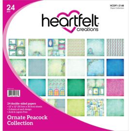 HCDP1-2148 Heartfelt Creations Double-Sided Paper Pad Ornate Peacock 12"X12" 24/Pkg