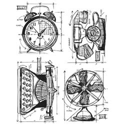 036460 Tim Holtz Cling Rubber Stamp Set Vintage Things Blueprint