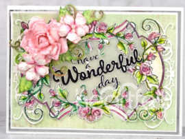 HCP31002 Heartfelt Creations Cling Rubber Stamp Set Elegant Rose Frame