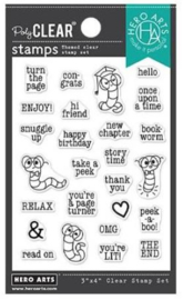 652513 Hero Arts Clear Stamps Bookworm Messages 3"X4"