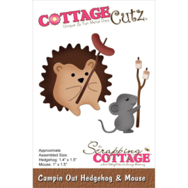 CC936 CottageCutz Dies Campin' Out Hedgehog & Mouse 1.5" To 1"