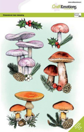 130501/3010 CraftEmotions clearstamps A5 - Paddestoelen kerst GB Dimensional stamp