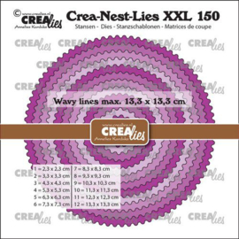 CLNestXXL150 Crealies Crea-Nest-Lies XXL Cirkels met golfrandje