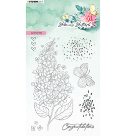 SL-BB-STAMP358 StudioLight Lilac flowers Blooming Butterfly nr.358