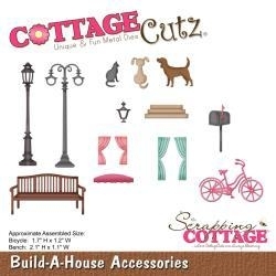 390384 CottageCutz Die Build-A-House Acces. Bicycle & Bench