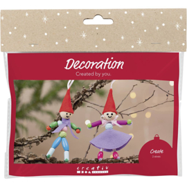 977831 Creativ Company Mini Hobbyset Decoratie, Kerstkabouters, diverse kleuren