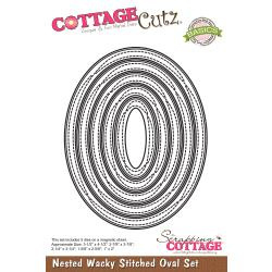 044853 CottageCutz Nested Dies Wacky Stitched Oval 5/Pkg