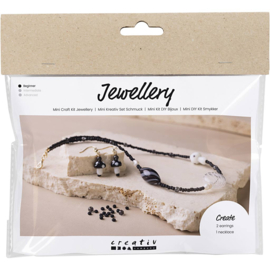 977693 Creativ Company Mini Hobbyset Sieraden, Stoere halsketting, zwarte harmonie
