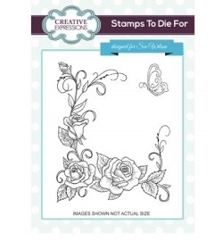 UMS663  Stamps To Die For Tessa Tea Rose Corner