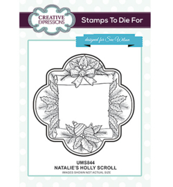 UMS844 To Die For Stamp Natalies's Holly Scroll