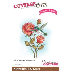 089262 CottageCutz Stamp & Die Set Hummingbird & Roses 2"X3"