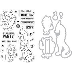 HA-SB165 Hero Arts Clear Stamp & Die Combo Monster Greetings