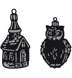 CR1381 Craftables Tiny's ornaments church & owl