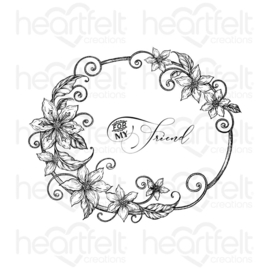 HCPC3975 Heartfelt Creations Cling Rubber Stamp Set Oval Floral Frame