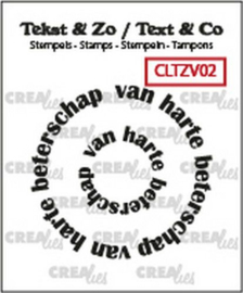 CLTZV02 Crealies Clearstamp Tekst & Zo Rond: van harte beterschap