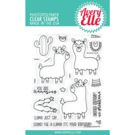 559114 Avery Elle Clear Stamp Set Llamazing 4"X6"