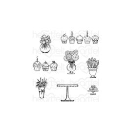 584600 Heartfelt Creations Cling Rubber Stamp Set Sweet Shoppe Treats .75" To 3"