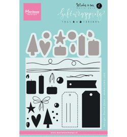 KJ1716 Marianne Design Giftwrapping: Tags & threads
